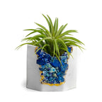 Lapis Lazuli Geode Planter Natural Stone Blue Home Decor Accent, side view - House Of Avana