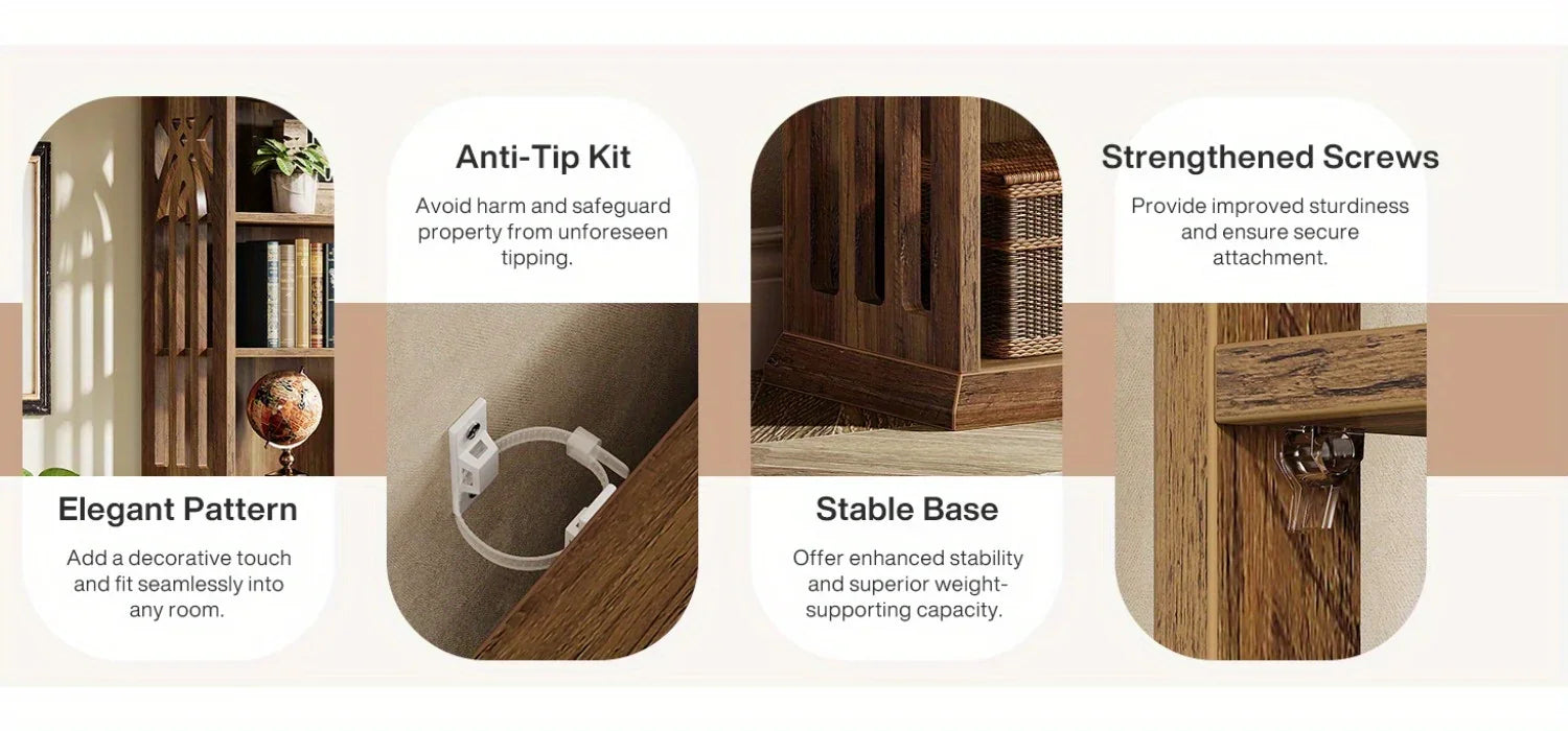 [Large Bookcase] Large 75-Inch Tall Bookcase | 6-Tier Bookshelf, Freestanding Wood Display Shelves for Living Room, Home Office, Bedroom - Brown House Of Avana