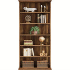 [Large Bookcase] Large 75-Inch Tall Bookcase | 6-Tier Bookshelf, Freestanding Wood Display Shelves for Living Room, Home Office, Bedroom - Brown House Of Avana