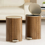 Large Capacity Circular Wood Grain Pedal Trash Bin - Premium & Silent with Lid, Ideal for Living Room & Bathroom, Perfect for Home, Office, and Restaurant Use, Office Trash Bin | Modern Trash Design | Durable Plastic Bin, Tra House Of Avana