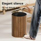 Large Capacity Circular Wood Grain Pedal Trash Bin - Premium & Silent with Lid, Ideal for Living Room & Bathroom, Perfect for Home, Office, and Restaurant Use, Office Trash Bin | Modern Trash Design | Durable Plastic Bin, Tra House Of Avana