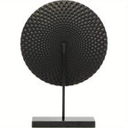 Large Contemporary Metal Geometric Sculpture Statue - Mandala Design with Golden Accents & Black Base, Non-Slip Rubber Feet, 14x3x20 Inch Indoor Home Decor for Living Room, Bathroom, Office, Sculptures Home Decor, Bathroom Or - House Of Avana