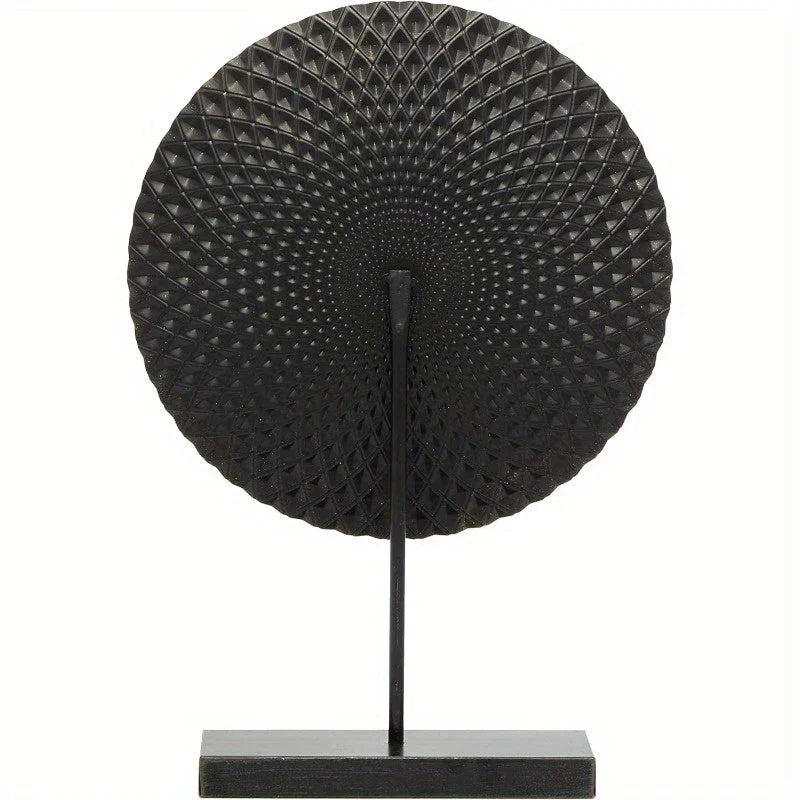 Large Contemporary Metal Geometric Sculpture Statue - Mandala Design with Golden Accents & Black Base, Non-Slip Rubber Feet, 14x3x20 Inch Indoor Home Decor for Living Room, Bathroom, Office, Sculptures Home Decor, Bathroom Or - House Of Avana