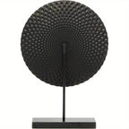 Large Contemporary Metal Geometric Sculpture Statue - Mandala Design with Golden Accents & Black Base, Non-Slip Rubber Feet, 14x3x20 Inch Indoor Home Decor for Living Room, Bathroom, Office, Sculptures Home Decor, Bathroom Or - House Of Avana