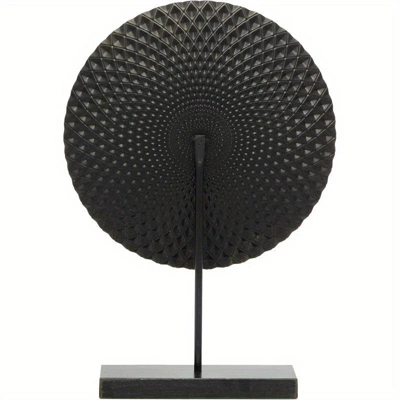 Large Contemporary Metal Geometric Sculpture Statue - Mandala Design with Golden Accents & Black Base, Non-Slip Rubber Feet, 14x3x20 Inch Indoor Home Decor for Living Room, Bathroom, Office, Sculptures Home Decor, Bathroom Or - House Of Avana