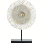 Large Contemporary Metal Geometric Sculpture Statue - Mandala Design with Golden Accents & Black Base, Non-Slip Rubber Feet, 14x3x20 Inch Indoor Home Decor for Living Room, Bathroom, Office, Sculptures Home Decor, Bathroom Or - House Of Avana