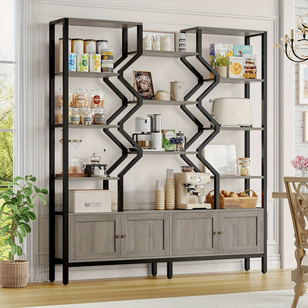 76.5" H X 74.2" W Industrial Bookshelf with 4 Large Storage Cabinet Shelves, 5-Tier Heavy Duty Wood & Metal Display Book Shelf, Large Etagere Bookcase, Floor to Ceiling Bookshelves/Room Divider for Wall/Library/Office/Living House Of Avana