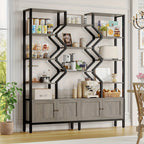 76.5" H X 74.2" W Industrial Bookshelf with 4 Large Storage Cabinet Shelves, 5-Tier Heavy Duty Wood & Metal Display Book Shelf, Large Etagere Bookcase, Floor to Ceiling Bookshelves/Room Divider for Wall/Library/Office/Living House Of Avana