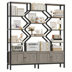 76.5" H X 74.2" W Industrial Bookshelf with 4 Large Storage Cabinet Shelves, 5-Tier Heavy Duty Wood & Metal Display Book Shelf, Large Etagere Bookcase, Floor to Ceiling Bookshelves/Room Divider for Wall/Library/Office/Living House Of Avana