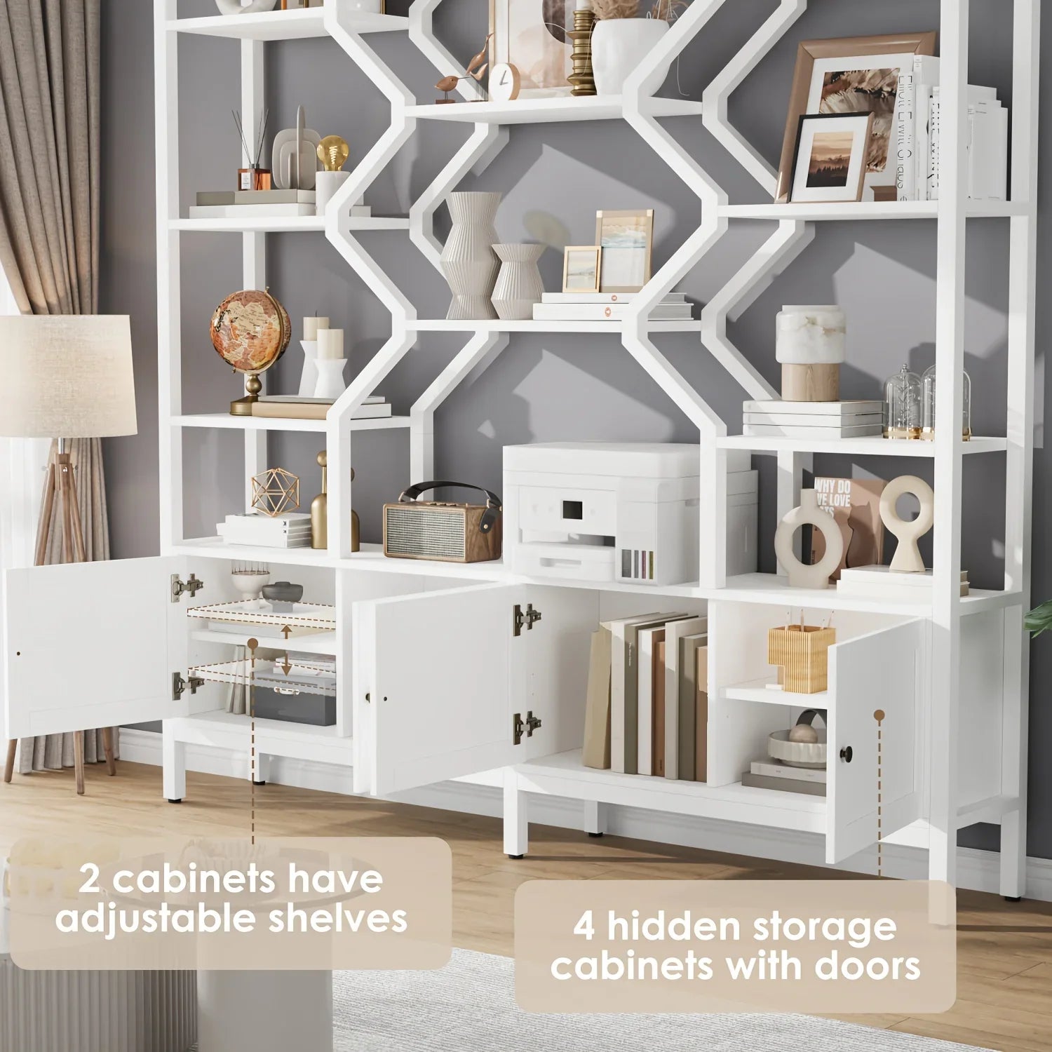 76.5" H X 74.2" W Industrial Bookshelf with 4 Large Storage Cabinet Shelves, 5-Tier Heavy Duty Wood & Metal Display Book Shelf, Large Etagere Bookcase, Floor to Ceiling Bookshelves/Room Divider for Wall/Library/Office/Living House Of Avana