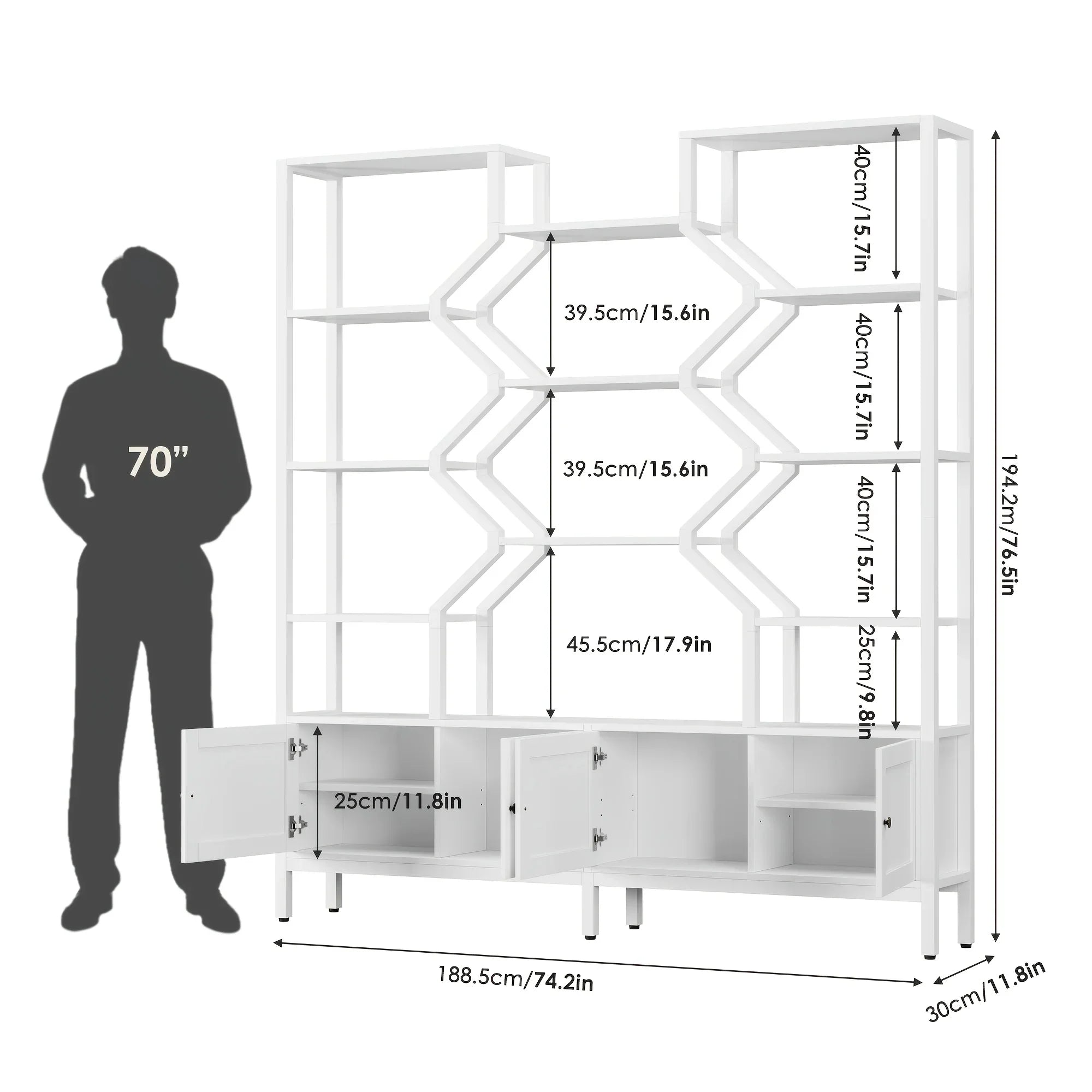 76.5" H X 74.2" W Industrial Bookshelf with 4 Large Storage Cabinet Shelves, 5-Tier Heavy Duty Wood & Metal Display Book Shelf, Large Etagere Bookcase, Floor to Ceiling Bookshelves/Room Divider for Wall/Library/Office/Living House Of Avana