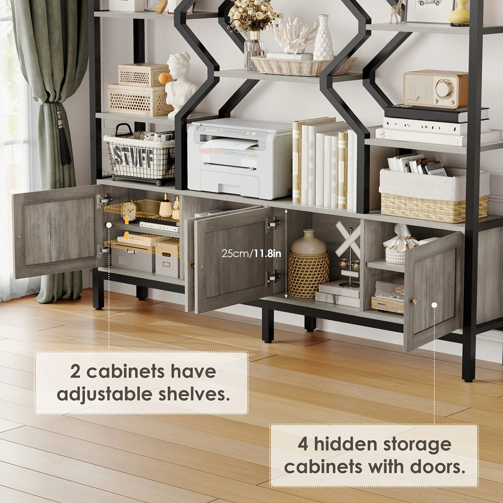 76.5" H X 74.2" W Industrial Bookshelf with 4 Large Storage Cabinet Shelves, 5-Tier Heavy Duty Wood & Metal Display Book Shelf, Large Etagere Bookcase, Floor to Ceiling Bookshelves/Room Divider for Wall/Library/Office/Living House Of Avana