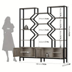 76.5" H X 74.2" W Industrial Bookshelf with 4 Large Storage Cabinet Shelves, 5-Tier Heavy Duty Wood & Metal Display Book Shelf, Large Etagere Bookcase, Floor to Ceiling Bookshelves/Room Divider for Wall/Library/Office/Living House Of Avana