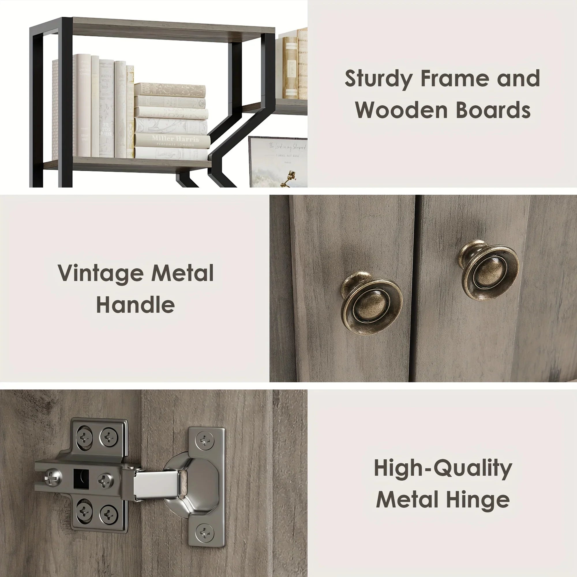 76.5" H X 74.2" W Industrial Bookshelf with 4 Large Storage Cabinet Shelves, 5-Tier Heavy Duty Wood & Metal Display Book Shelf, Large Etagere Bookcase, Floor to Ceiling Bookshelves/Room Divider for Wall/Library/Office/Living House Of Avana