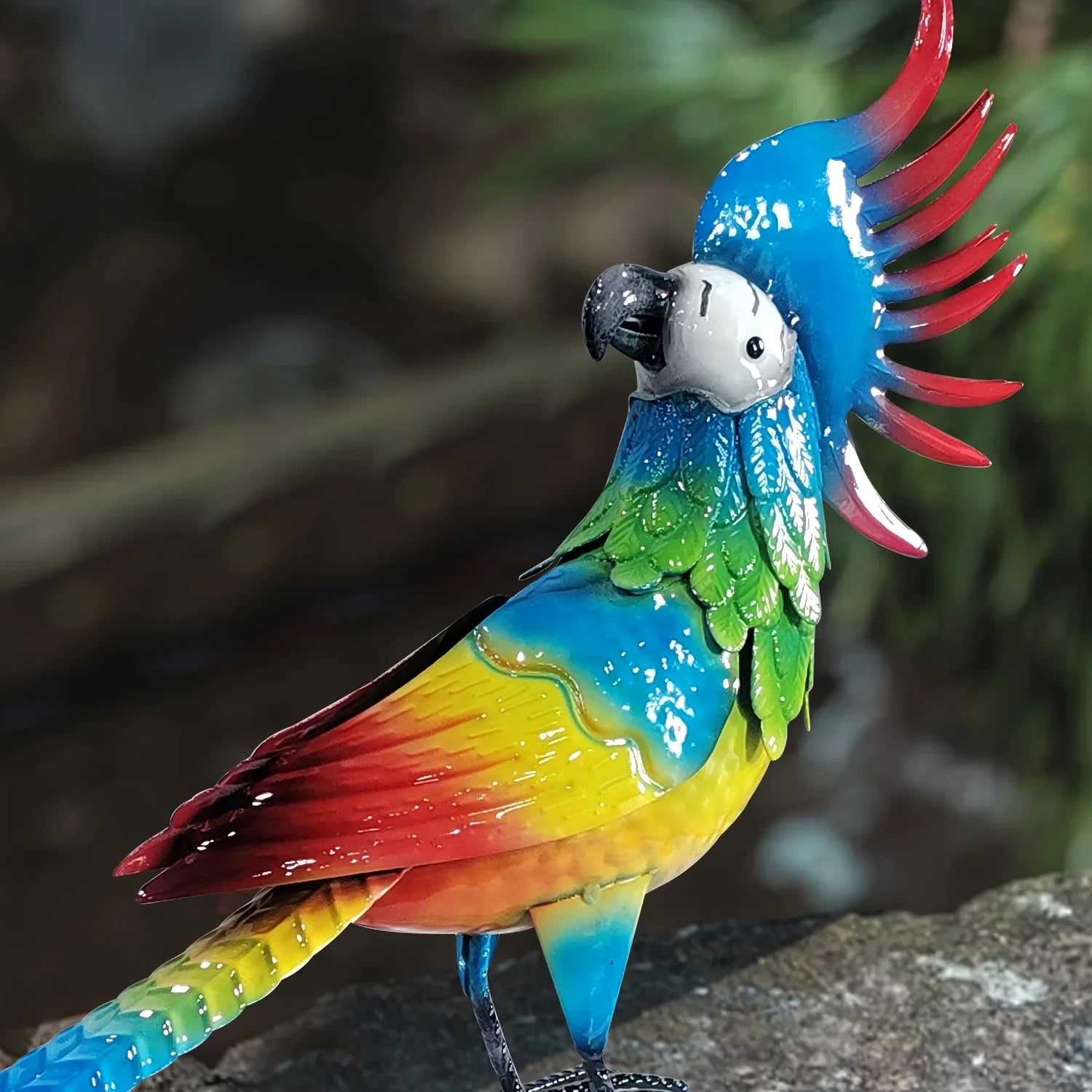 Large Metal Parrot Garden Statue - House of Avana – House Of Avana