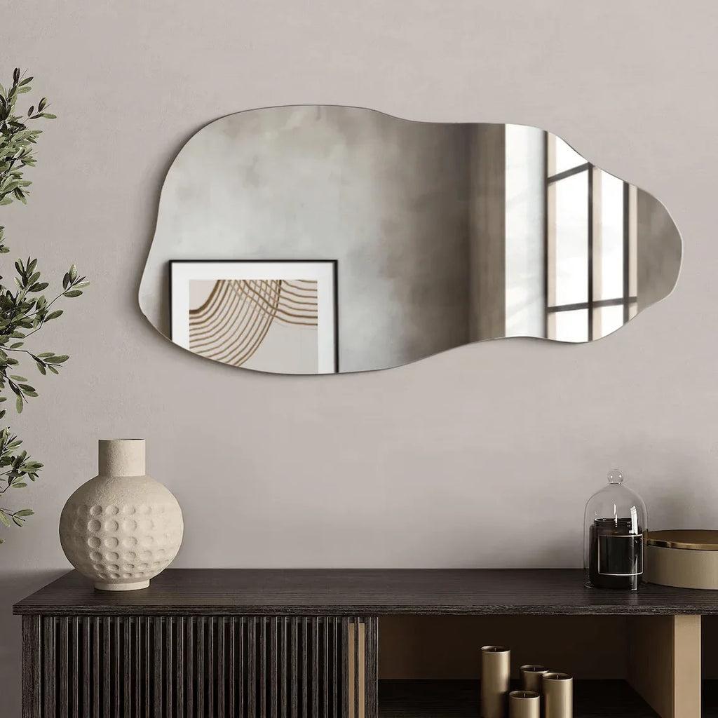 Large Modern Wave Mirror - Full-Length Vertical design with Curve, Elegant Bedroom Living Room Decor, Easy Installation No Wiring Needed, Durable for Home or Commercial Spaces, Wall Mirrors for Living Room, Easyinstallation M House Of Avana