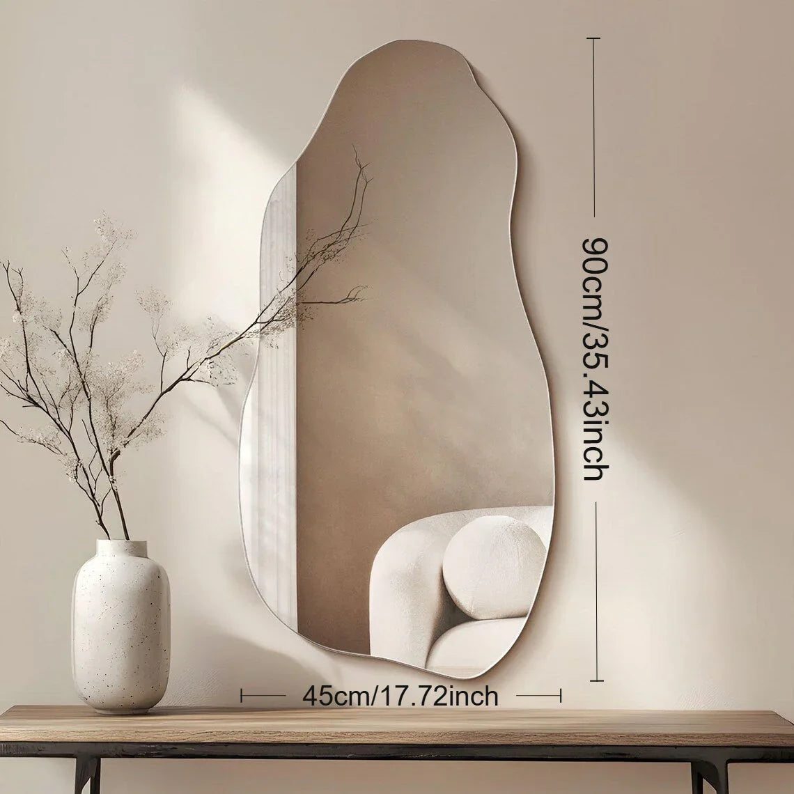 Large Modern Wave Mirror - Full-Length Vertical design with Curve, Elegant Bedroom Living Room Decor, Easy Installation No Wiring Needed, Durable for Home or Commercial Spaces, Wall Mirrors for Living Room, Easyinstallation M House Of Avana