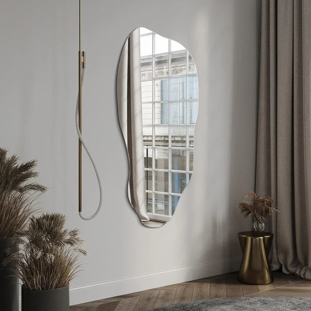 Large Modern Wave Mirror - Full-Length Vertical design with Curve, Elegant Bedroom Living Room Decor, Easy Installation No Wiring Needed, Durable for Home or Commercial Spaces, Wall Mirrors for Living Room, Easyinstallation M House Of Avana