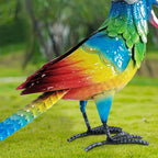 Large Outdoor Metal Garden Parrot Statue - Waterproof & Sunproof All-Weather Resistant Bird Decor with Vibrant Blue, Green, Yellow, Red, Orange, Black, White, Grey, Brown, Pink, Purple Feathers - Easy Mounting Hardware Includ House Of Avana