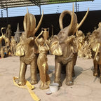 Large Size Outdoor Animal Decoration African Bronze Elephant Sculpture - House Of Avana