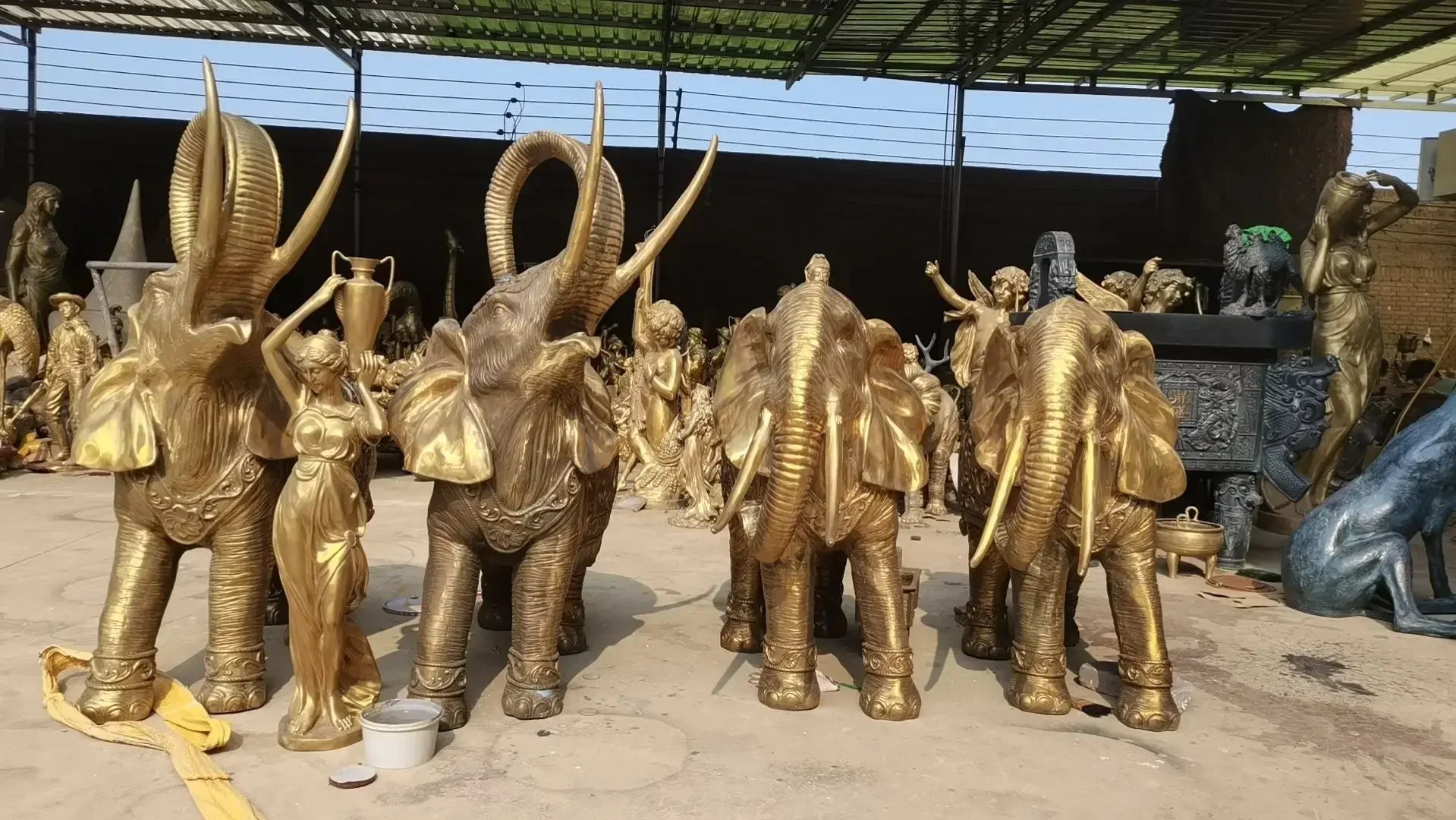 Large Size Outdoor Animal Decoration African Bronze Elephant Sculpture - House Of Avana