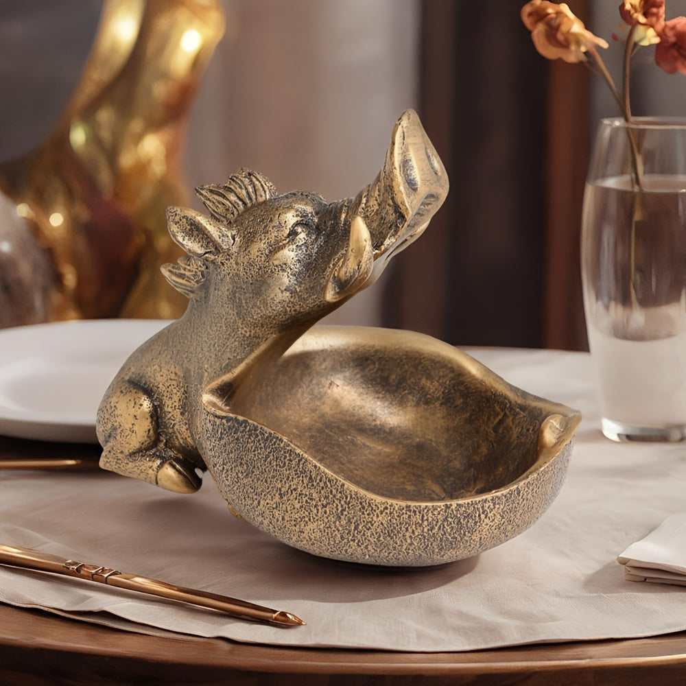 Large Wild Boar Statue Remote Control Storage Tray, Entryway Organizer with Shelf, Scandinavian Hippo Desk Decorative Box for Keys and Trinkets – Perfect Gift for Christmas, Easter, or Thanksgiving, Non-Food Contact House Of Avana