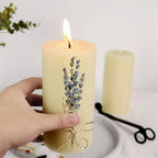 Lavender beeswax pillar candles, soft purple hue, 3-pack set - House of Avana