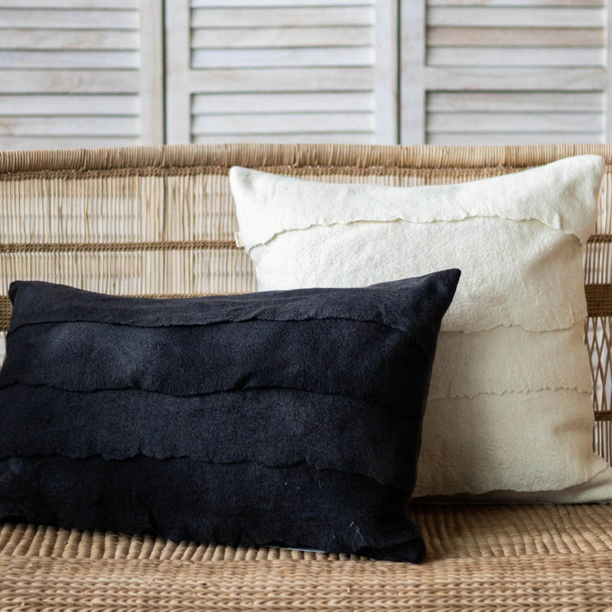 Layered Hand-Felted Merino Wool Throw Pillow Kanju Interiors