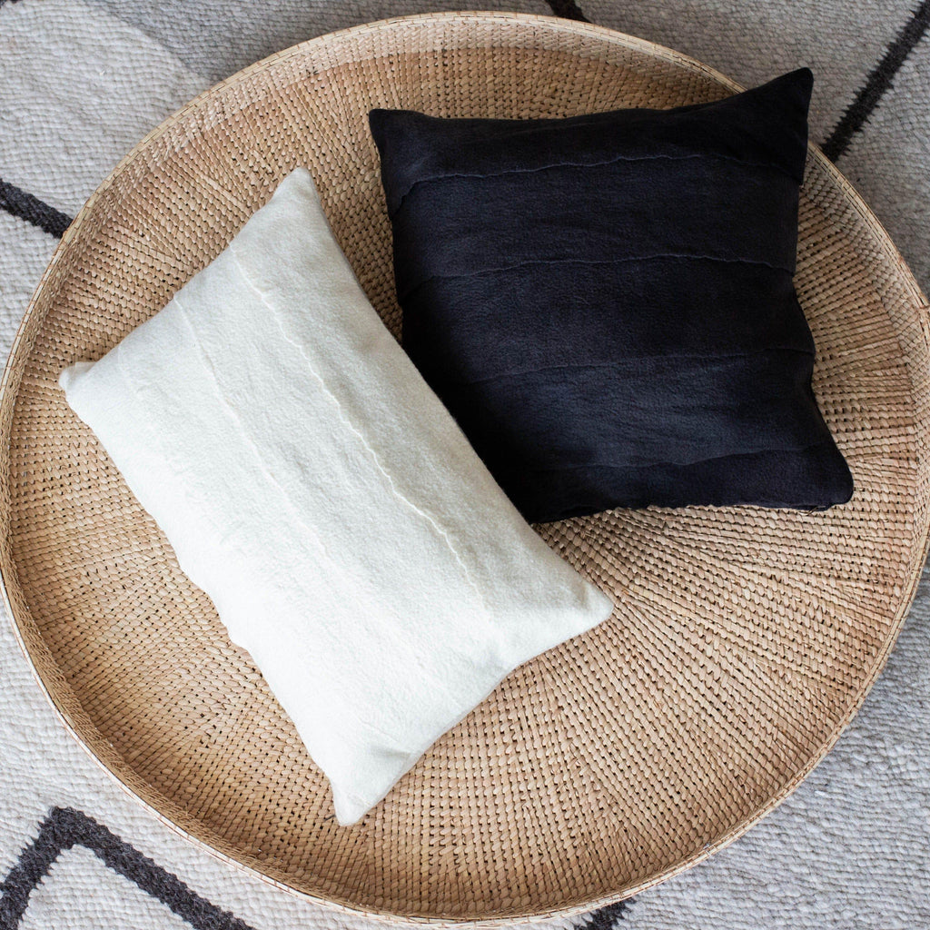 Layered Hand-Felted Merino Wool Throw Pillow Kanju Interiors