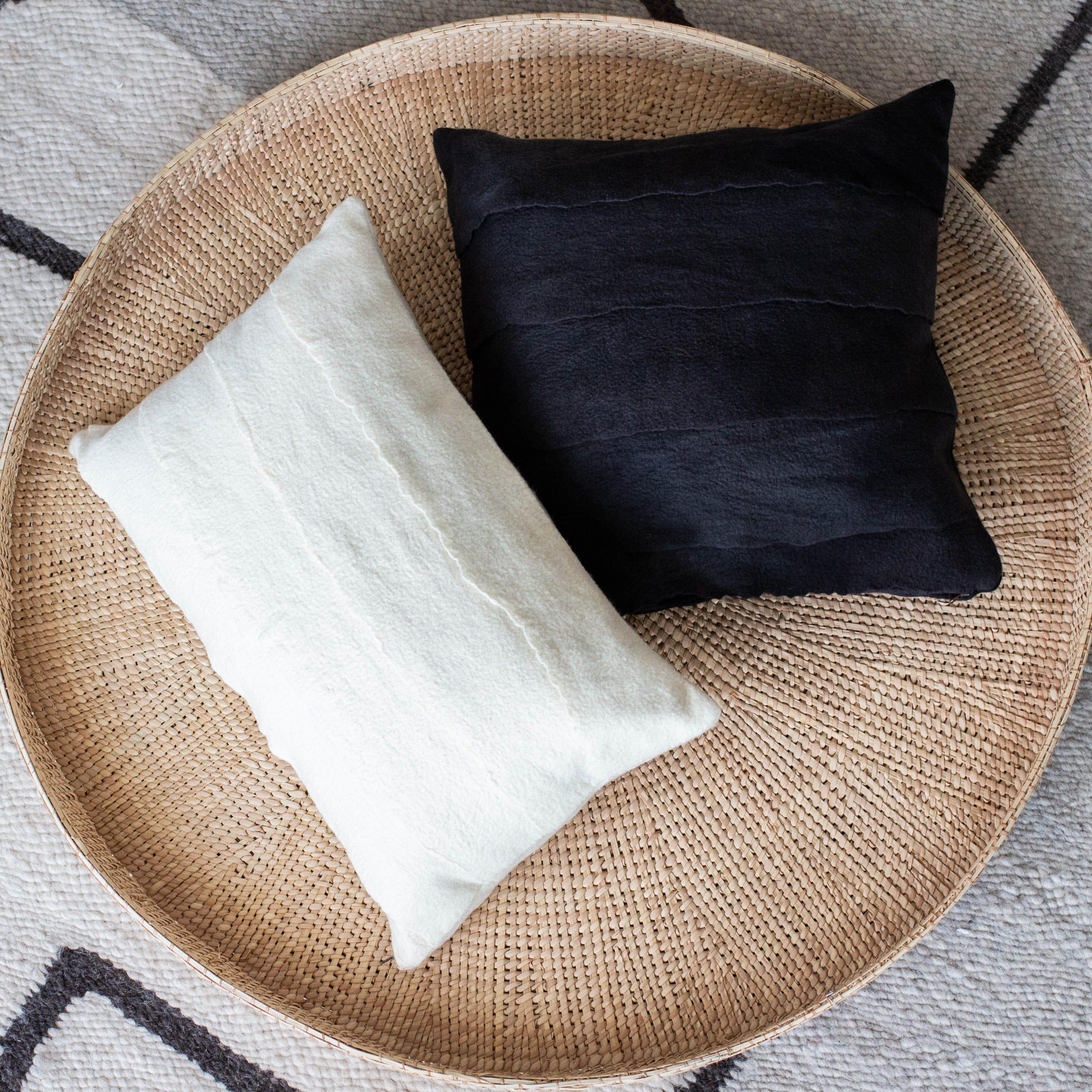 Layered Hand-Felted Merino Wool Throw Pillow Kanju Interiors