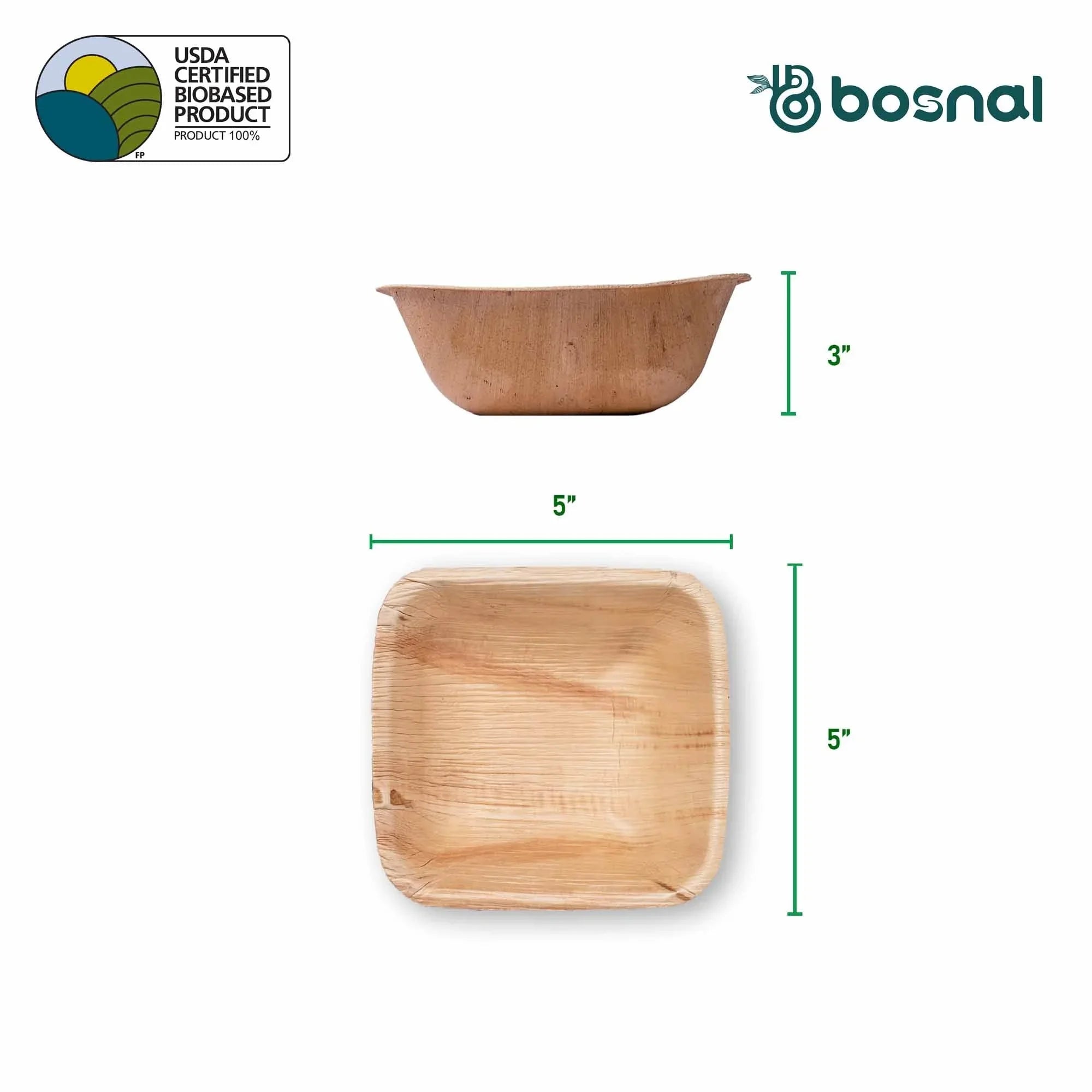 Bosnal - Palm Leaf Biodegradable Bowls, Inch, Square - House Of Avana