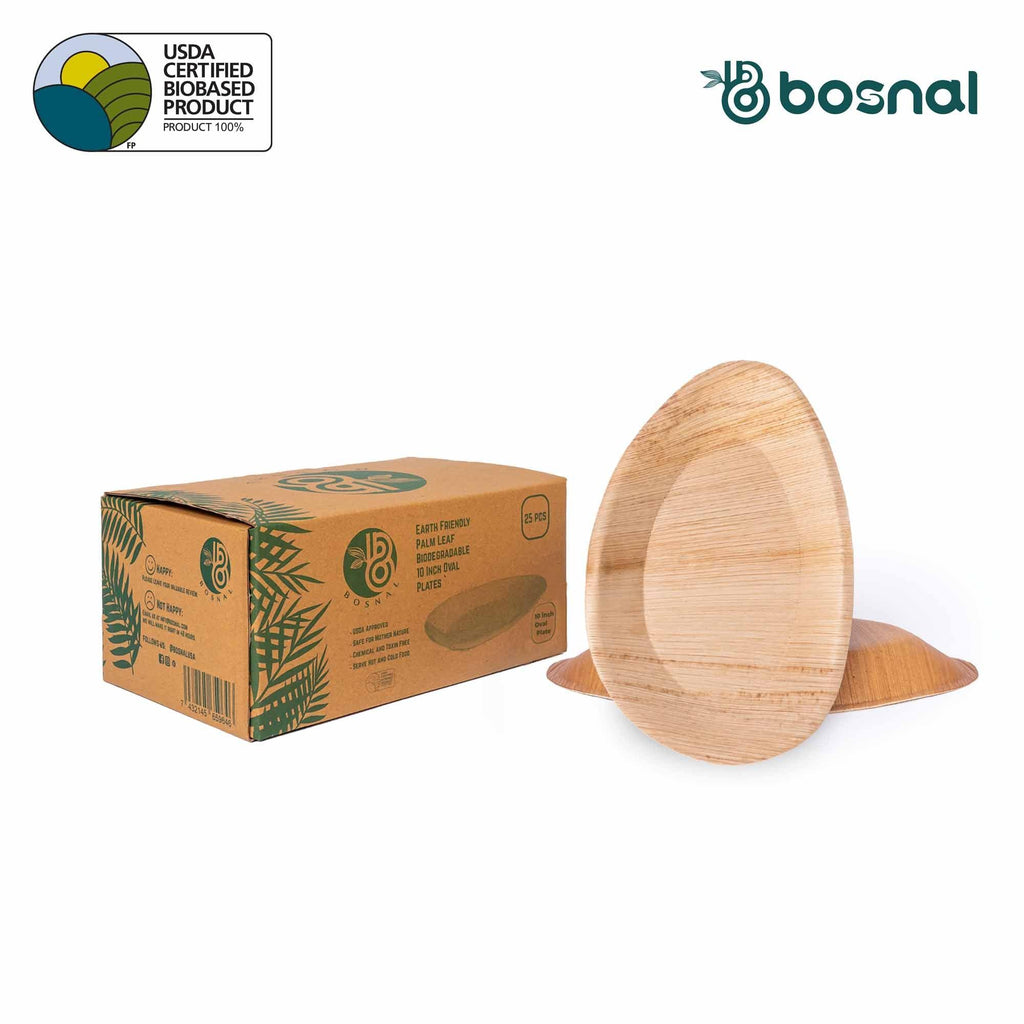 Bosnal - Palm Leaf Biodegradable Plates, Inch, Oval - House Of Avana