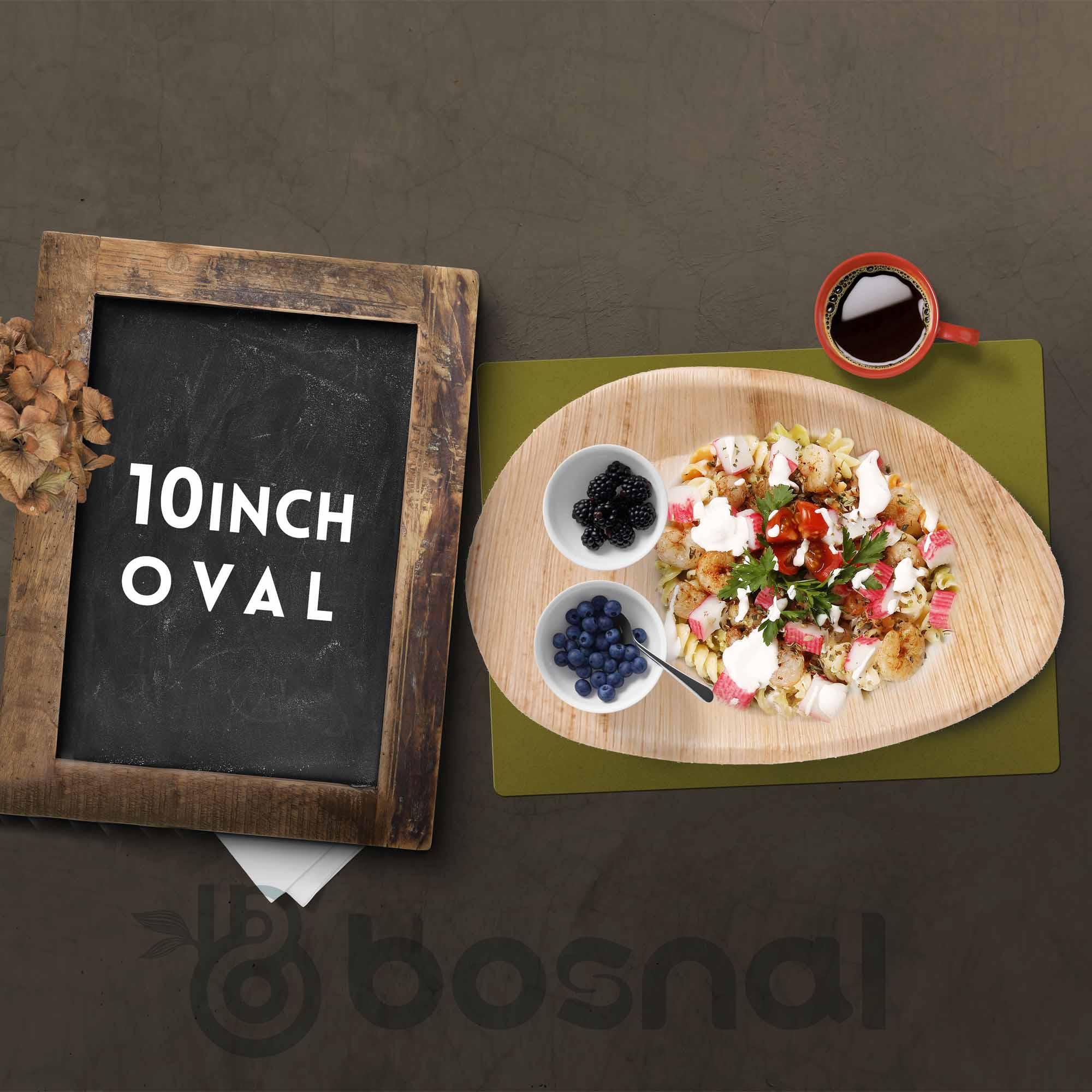 Bosnal - Palm Leaf Biodegradable Plates, Inch, Oval - House Of Avana