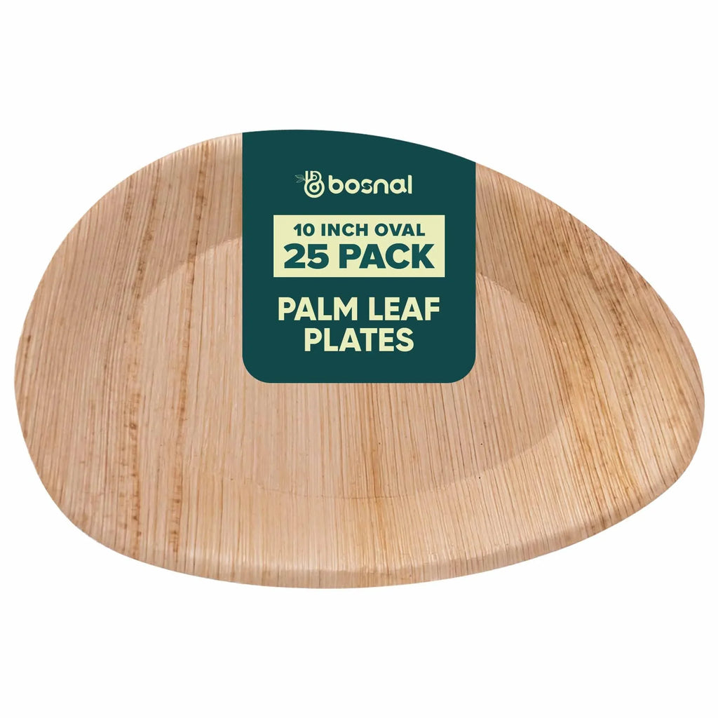 Bosnal - Palm Leaf Biodegradable Plates, Inch, Oval - House Of Avana