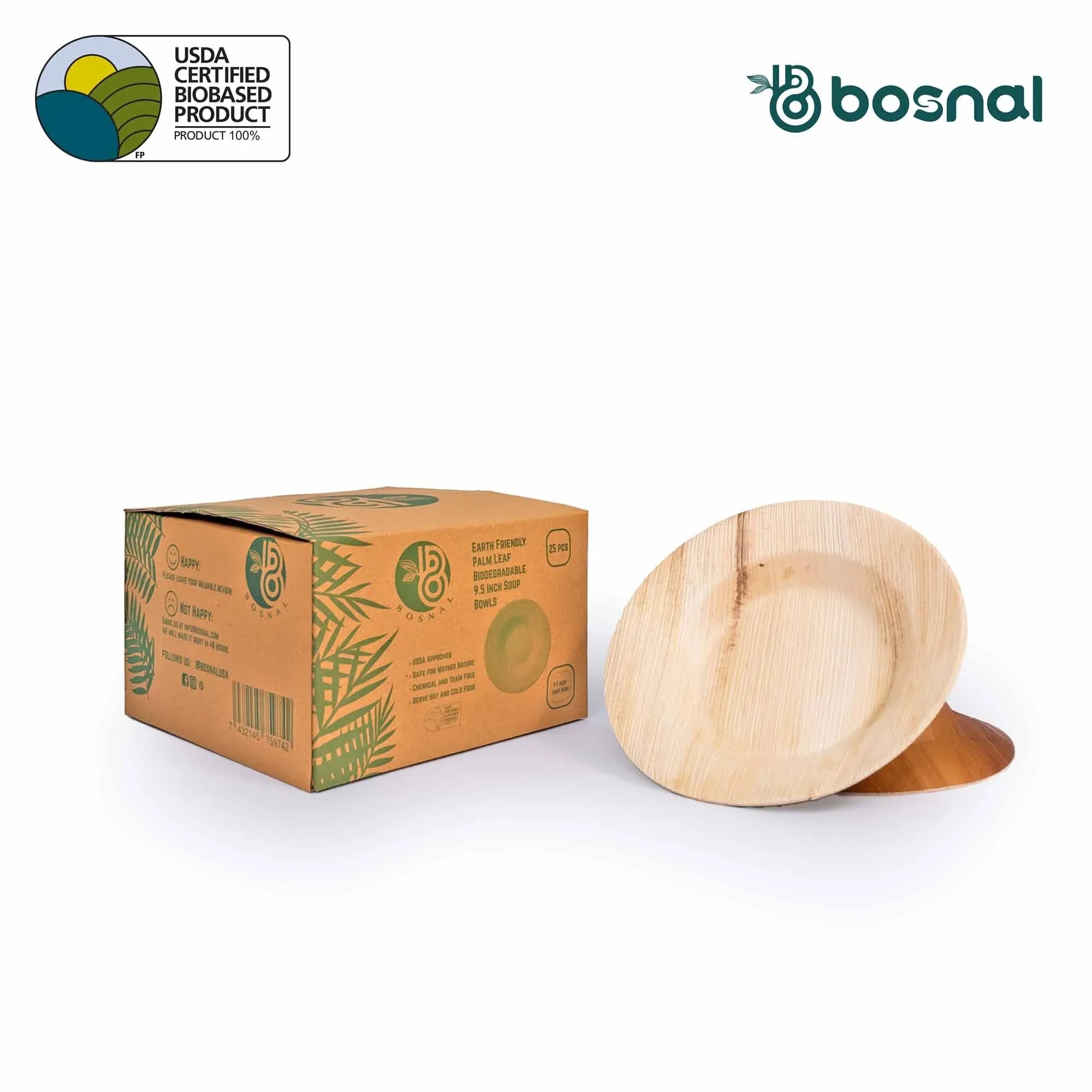 Bosnal - Palm Leaf Biodegradable Bowls, 9.5 Inch Round Soup Bowl - House Of Avana