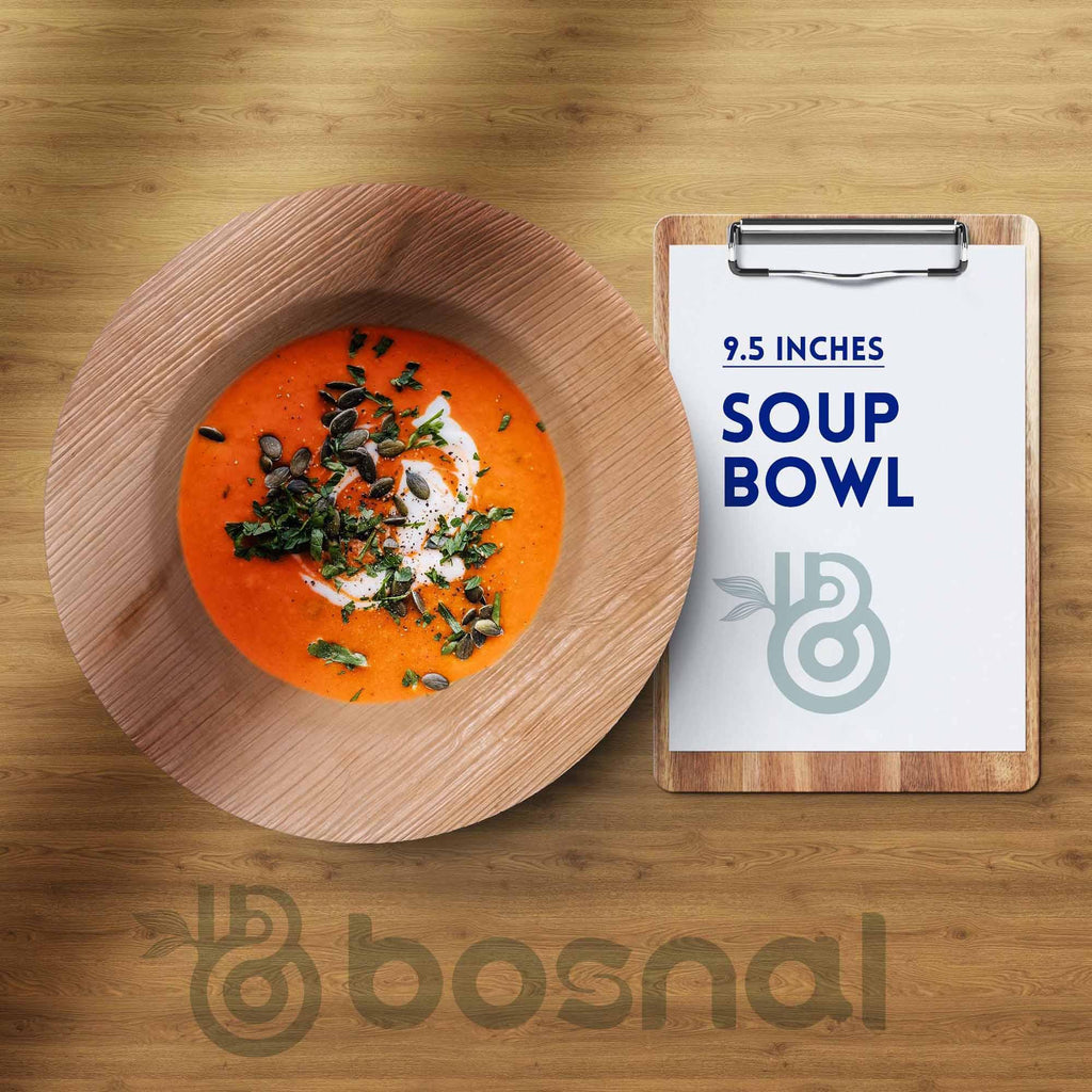 Bosnal - Palm Leaf Biodegradable Bowls, 9.5 Inch Round Soup Bowl - House Of Avana