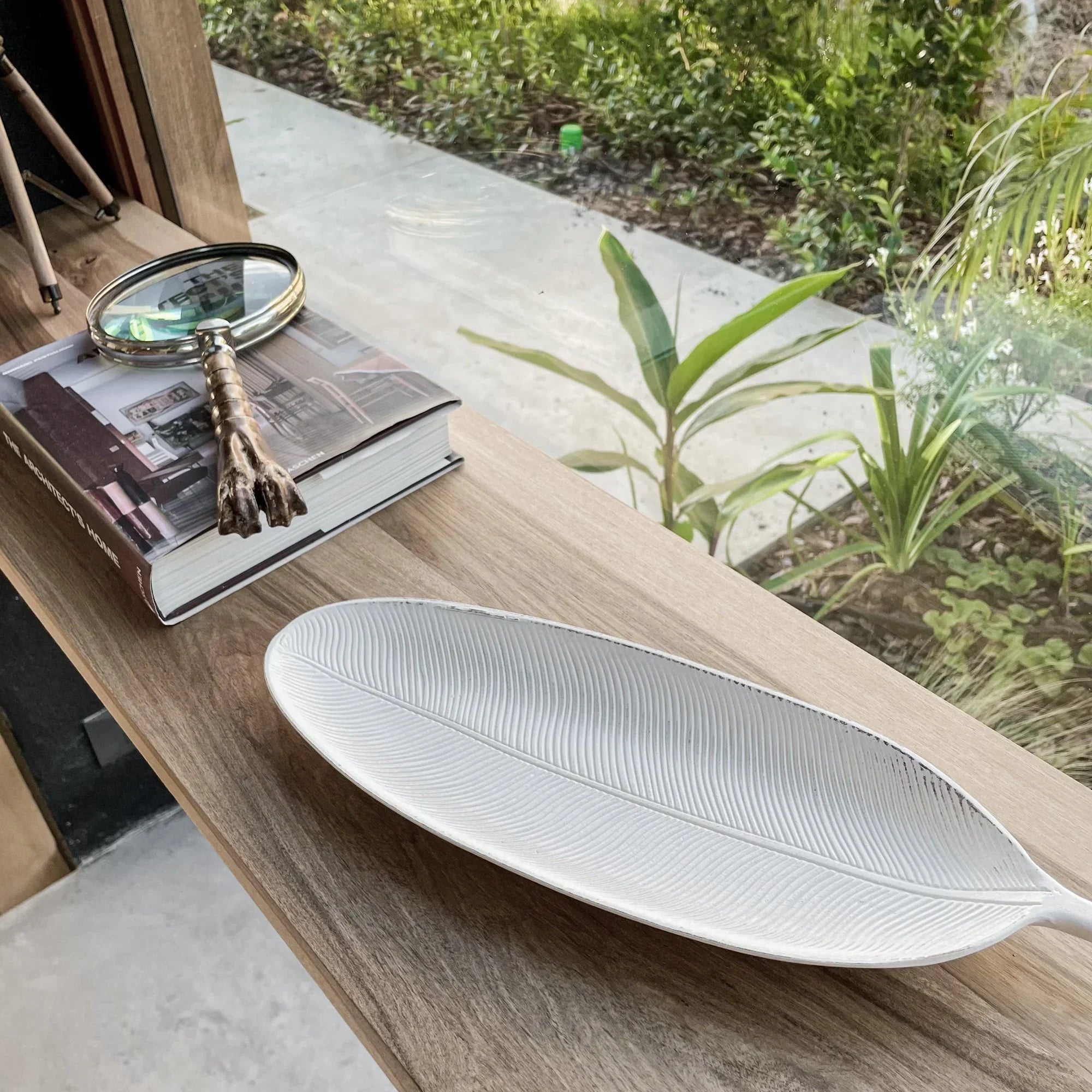 423 - Leaf Design Wood Tray - Elegant Jewelry Plate Tray with Intricate Leaf Design - Decorative... - House Of Avana