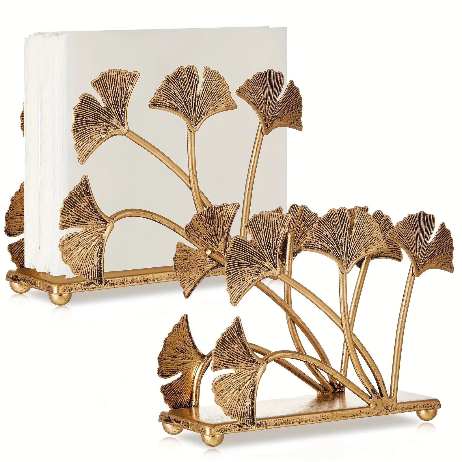 Metal Napkin Holders with Ginkgo Leaf Design, Piece Set, detail shot - House Of Avana