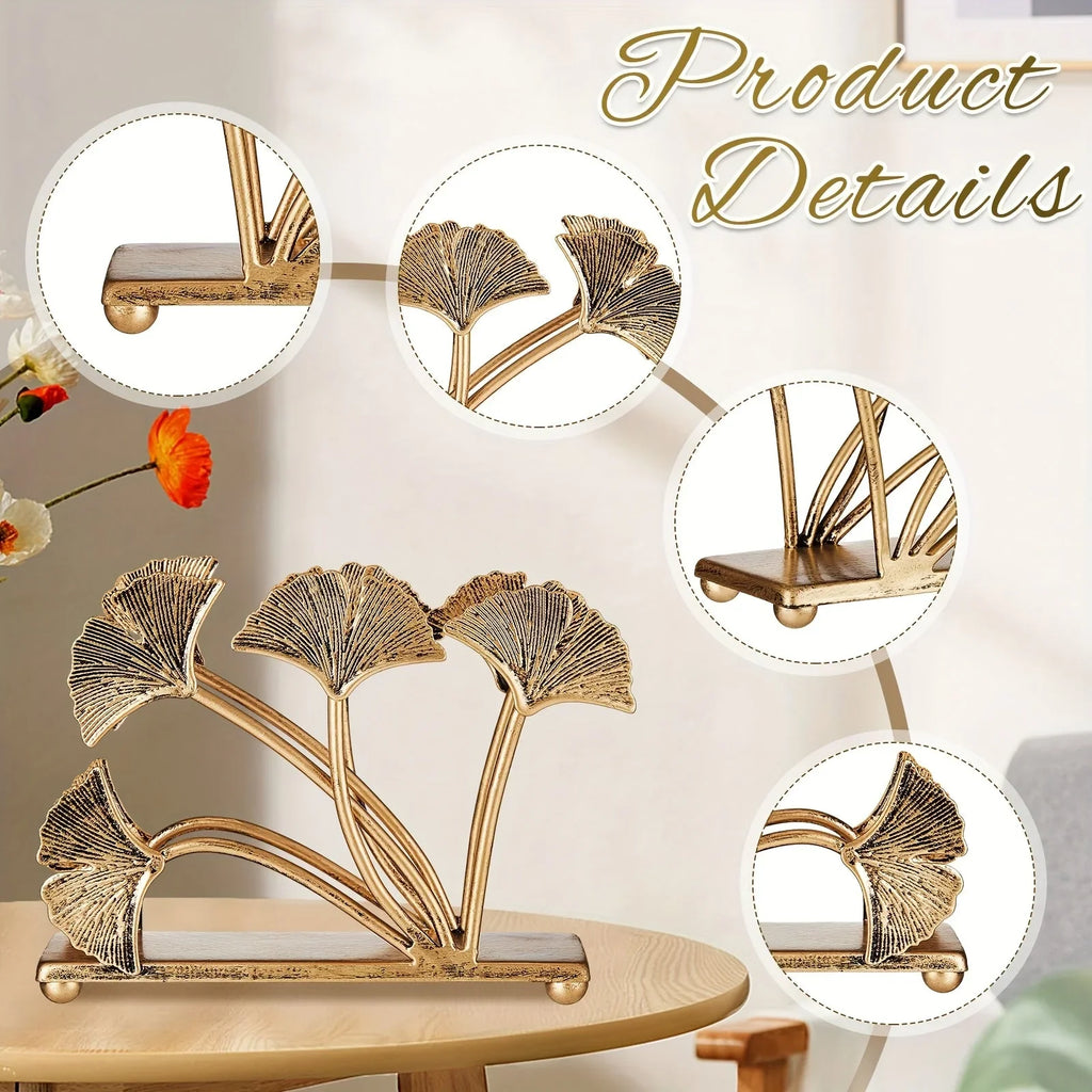 Metal Napkin Holders with Ginkgo Leaf Design, Piece Set, lifestyle image - House Of Avana