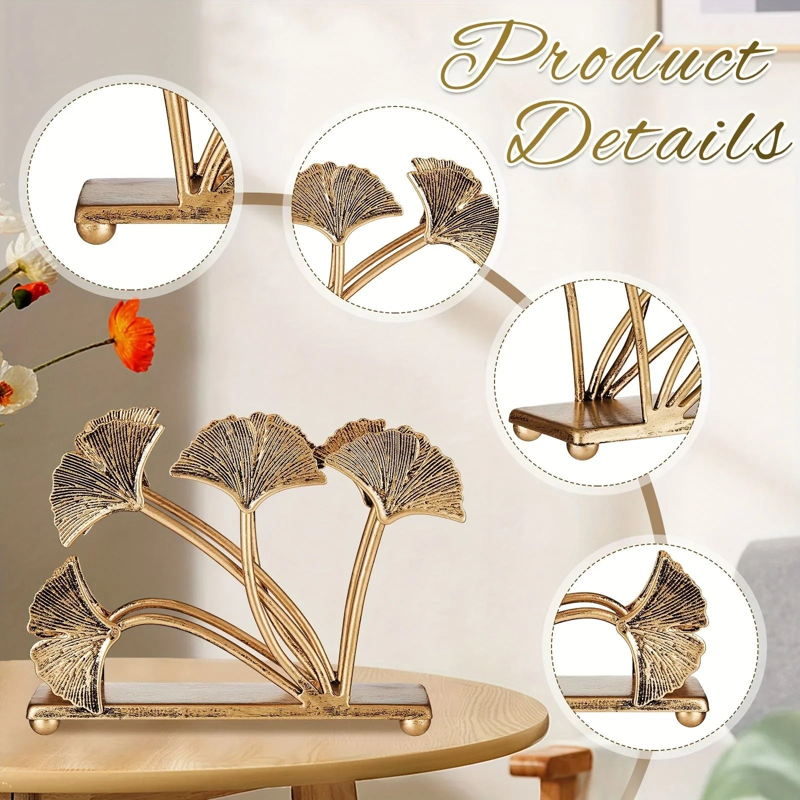 Metal Napkin Holders with Ginkgo Leaf Design, Piece Set, lifestyle image - House Of Avana