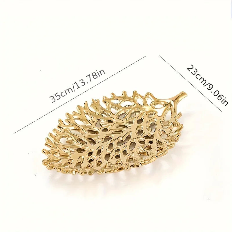 Ceramic Decorative Tray - Leaf Pattern Design, Suitable for Living Room and Dining Room Decoration,... - House Of Avana