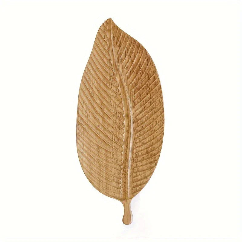 Elegant Leaf Shaped Walnut Tray - a Multifunctional Organizer for Handcrafted Dessert Display and Table... - House Of Avana