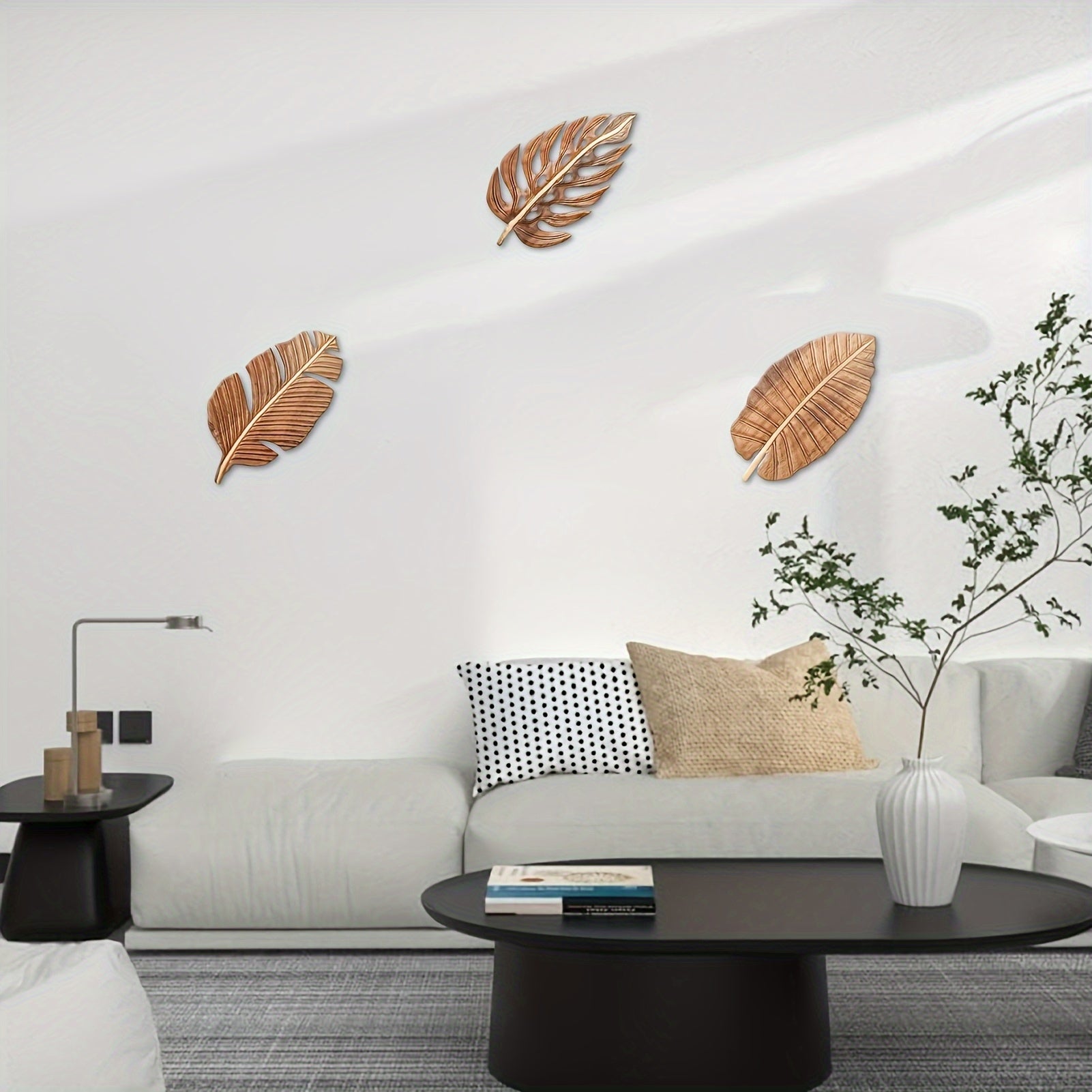 Wall Art - Rustic Mango Wood Leaf, angled view - House Of Avana