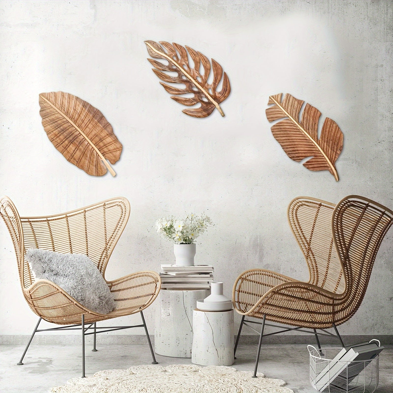 Wall Art - Rustic Mango Wood Leaf, side view - House Of Avana