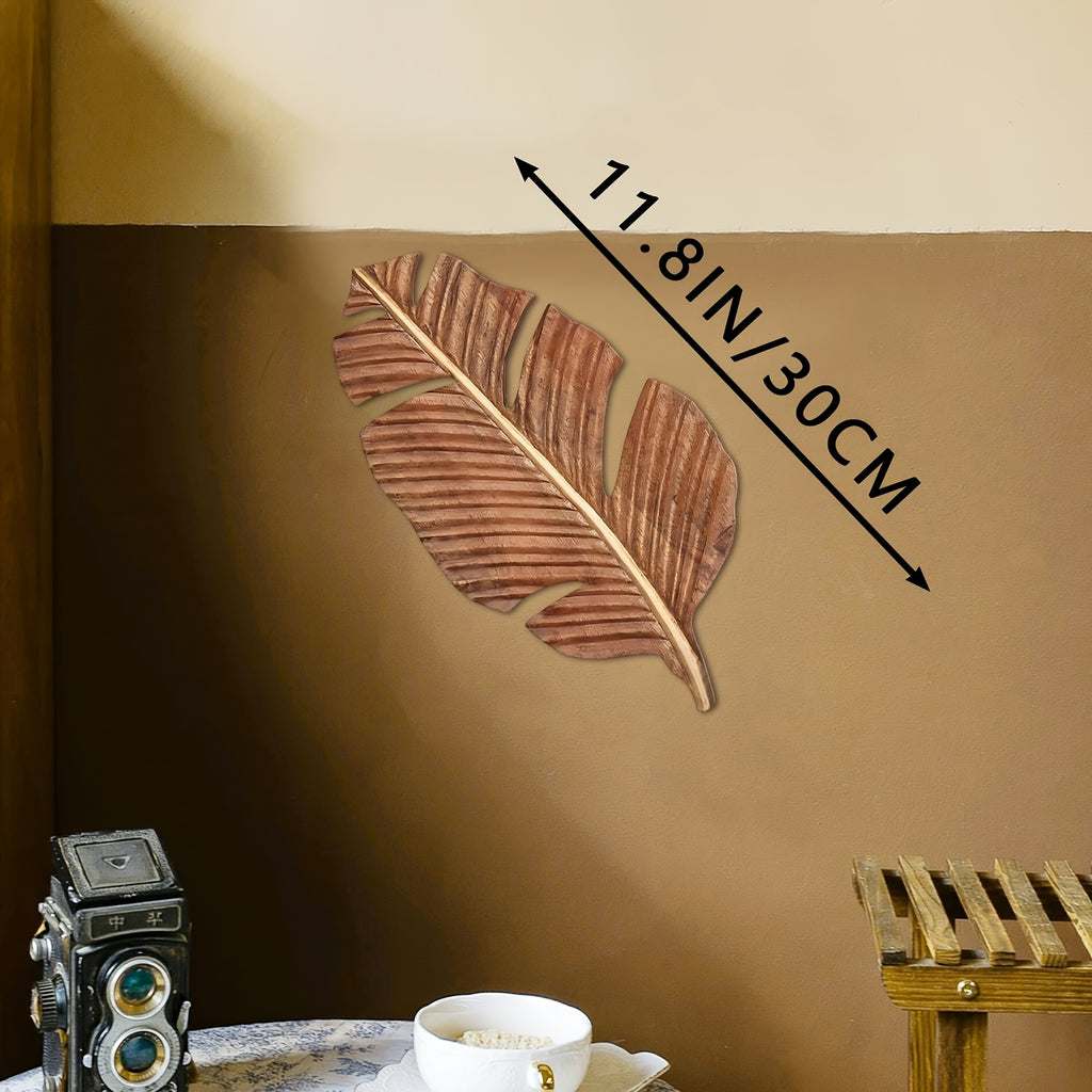 Wall Art - Rustic Mango Wood Leaf, top view - House Of Avana