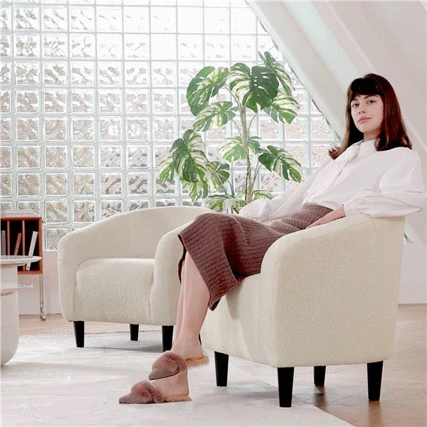 Brown leather accent chair with ergonomic back, modern style - House of Avana