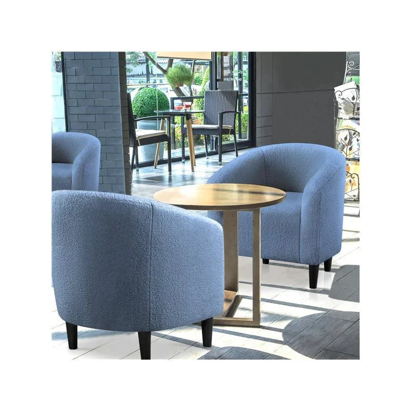 Brown leather accent chair with ergonomic back, modern style - House of Avana