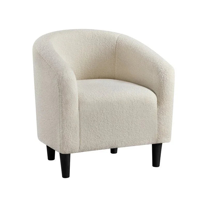 Brown leather accent chair with ergonomic back, modern style - House of Avana