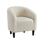 Brown leather accent chair with ergonomic back, modern style - House of Avana