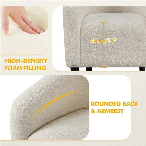 Costoffs Accent Chair Boucle Arm Chair, Barrel Club Chair with Rounded Back/Robust Legs/Armrests for Living Room/Bedroom/Office/Home, Blue/Ivory/Mustard Yellow House Of Avana